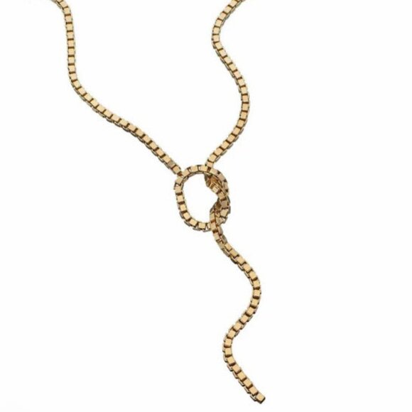 Rima Lariat – Jennifer Zeuner NIB Womens Jennifer Zeuner Gold-Tone Italian Box Chain Rima Lariat Necklace